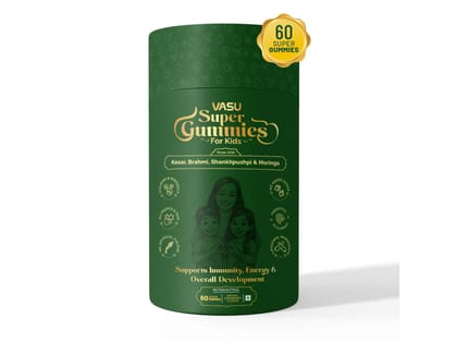 Vasu Super Gummies for Kids - Immunity, Energy & Growth Support Natural Strawberry (60- Gummies) Vasu Super Gummies for Kids - Immunity, Energy & Growth Support Natural Strawberry (60- Gummies)