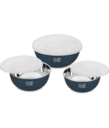 Classic Essentials Microwave Safe Bowls Steel Golden Yellow Food Container ( Set of 3 )