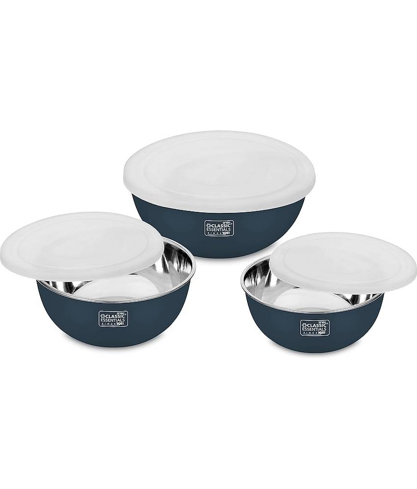 Classic Essentials Microwave Safe Bowls Steel Golden Yellow Food Container ( Set of 3 )