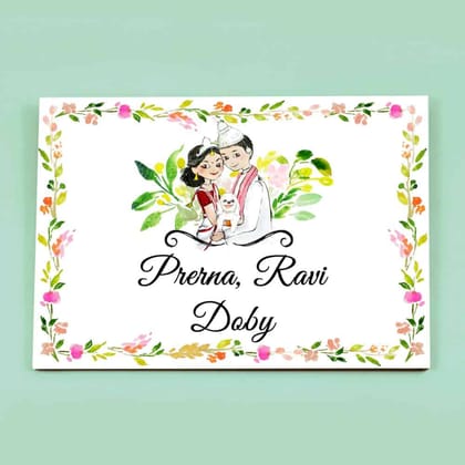 Bengali Couple - Handpainted Personalised Name plate