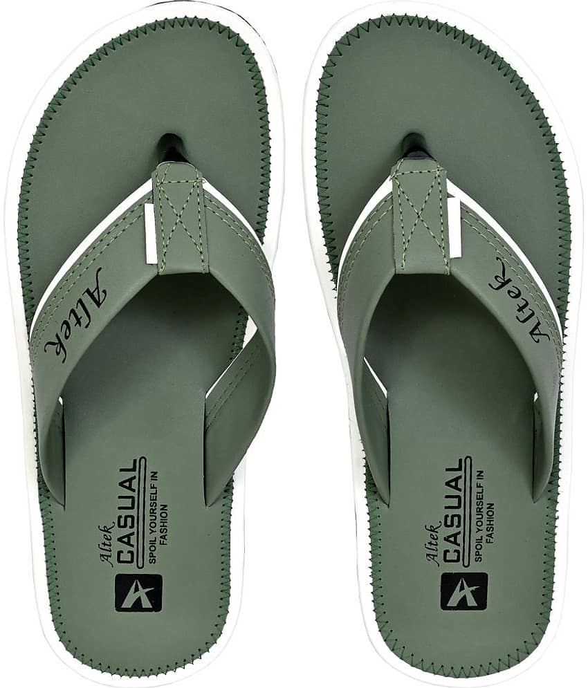 Altek Green Men's Leather Slipper