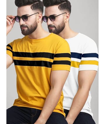 AUSK Pack of 2 Cotton Blend Regular Fit Men's T-Shirt ( Mustard )