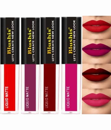 Blushis Non Transfer Sensational Liquid Lipsticks Combo Set 4(Multicolour, 16 Ml)