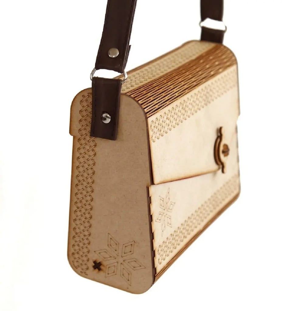 Nordic Snowflake Wooden Sling Bag