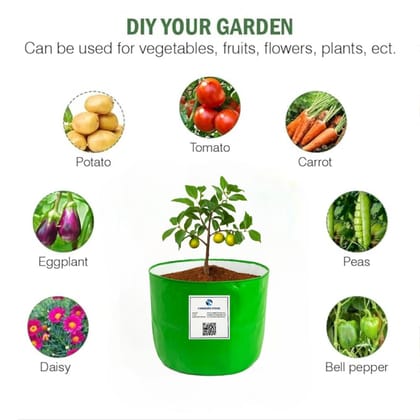 FAIRBIZPS 12x12 Grow Bags for Terrace, Balcony & Outdoor Gardening � 260 GSM HDPE Plant Pots for Vegetables, Herbs, Flowers, Fruits, Indoor and Outdoor Plants