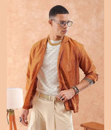 The Indian Garage Co. Polyester Relaxed Fit Solids Full Sleeves Men's Casual Shirt - Brown ( Pack of 1 ) - None