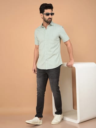 Green Vertical Stripes Shirt-L / Green