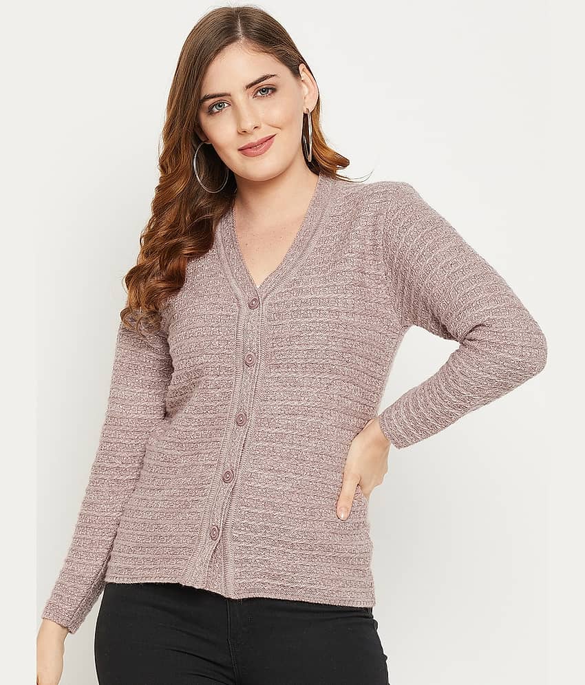 zigo Woollen V Neck Women's Buttoned Cardigans - Pink (Pack of 1)