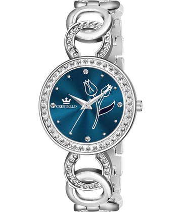 Crestello Silver Metal Analog Womens Watch