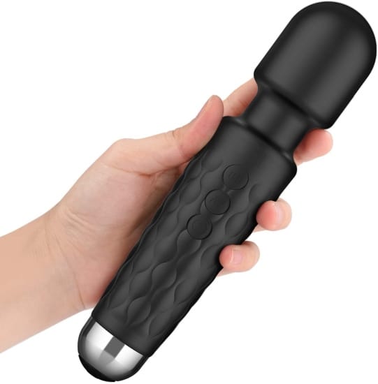WUGO::Rechargeable Body Massager for Women and Men / Handheld Waterproof Vibrate Wand Massage Machine with 20 Vibration Modes - 8 Speeds