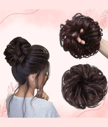 Messy Bun Artificial Hair Scrunchies, Rubber Band-1Pc(Brown)
