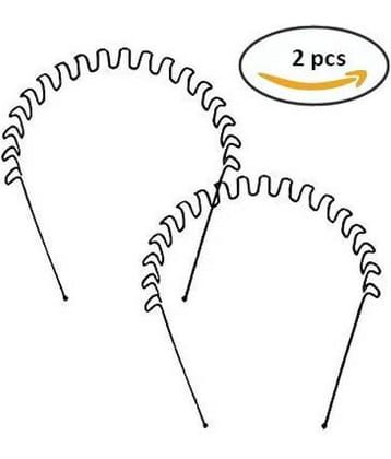 mahek accessories Black Metal Zigzag Hair Band Styler Pack of 2