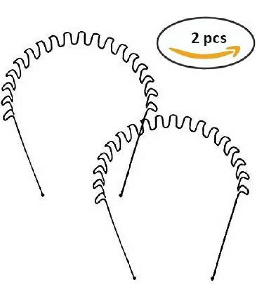 mahek accessories Black Metal Zigzag Hair Band Styler Pack of 2