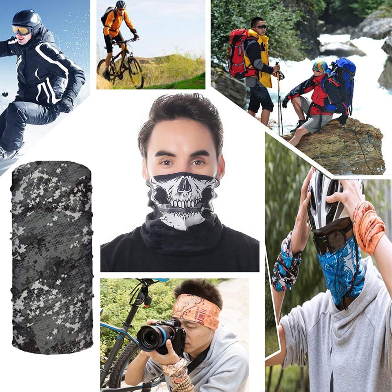 Multifunctional Unisex Neck Gaiter Headband for Dust & Sun Protection Headwear (Pack of 5)