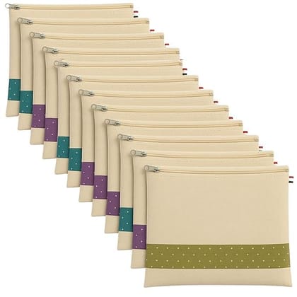 Panchhi Store Cotton Saree Covers for Storage | Saree Bags with Zipper 16x14 Inches | Cloth Organizer for Wardrobe, Storage Organiser Transparent Mesh Window Saree Organiser beige Color