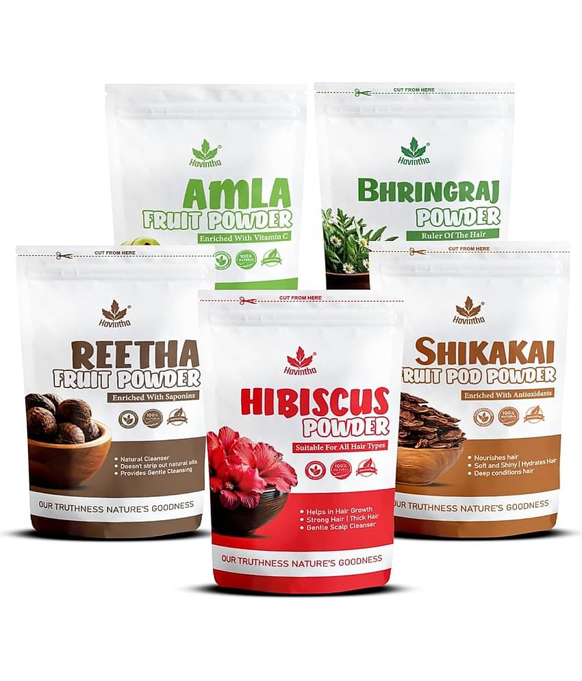 Havintha Amla, Reetha, Shikakai, Bhringraj & Hibiscus Powder For Hair Care Of All Hair Type, 50g Each (Pack Of 5)