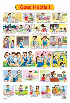Good Habits - 1 Educational Wall Chart For Kids - Both Side Hard Laminated (Size 48 x 73 cm) [Poster] Dreamland Publications