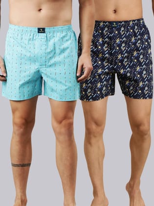 2 Pack Printed Cotton Boxers-M