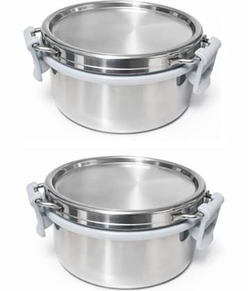 Dynore Lunch Box / Tiffin Set Stainless Steel Lunch Box 2 - Container ( Pack of 2 )