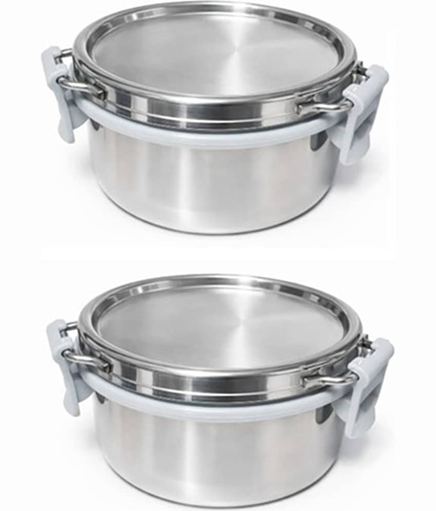 Dynore Lunch Box / Tiffin Set Stainless Steel Lunch Box 2 - Container ( Pack of 2 )