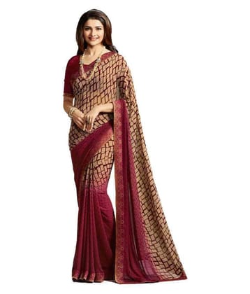 Gazal Fashions - Multicolor Chiffon Saree With Blouse Piece (Pack of 1)