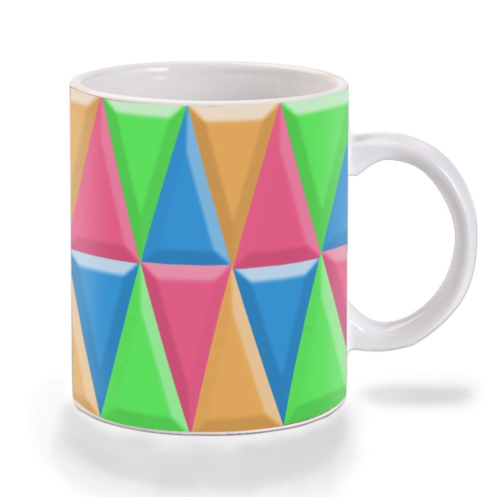 Multicolor Multicolor Triangle Pattern Ceramic Mug