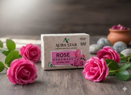 Aura Star Natural and Herbal Rose Soap Chemical Free Handmade 90 gm