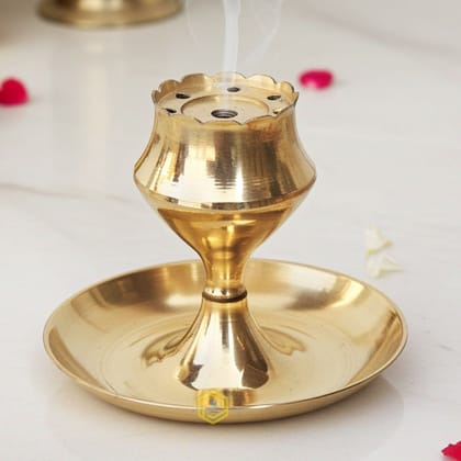 Brass God Temple Agardan, Agarbatti Stand Plate, Height : 2.6 Inch (FMAS637 B)