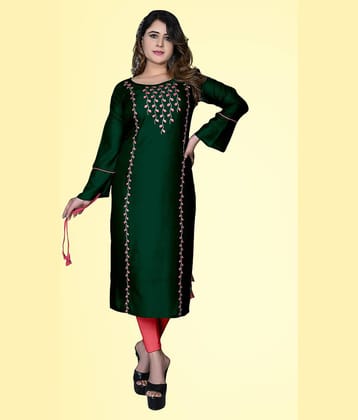 HAYA - Green Rayon Women's Straight Kurti ( Pack of 1 )