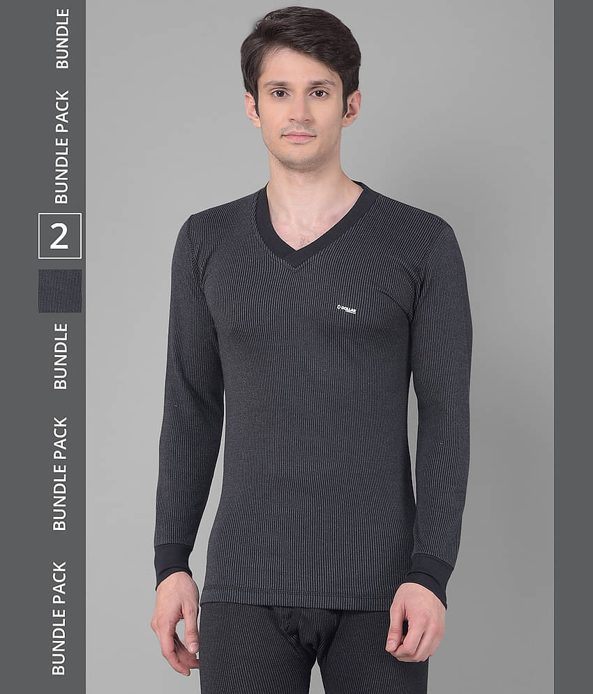 Dollar Ultra Pack of 2 Cotton Blend Thermal Tops For Men's ( Black )