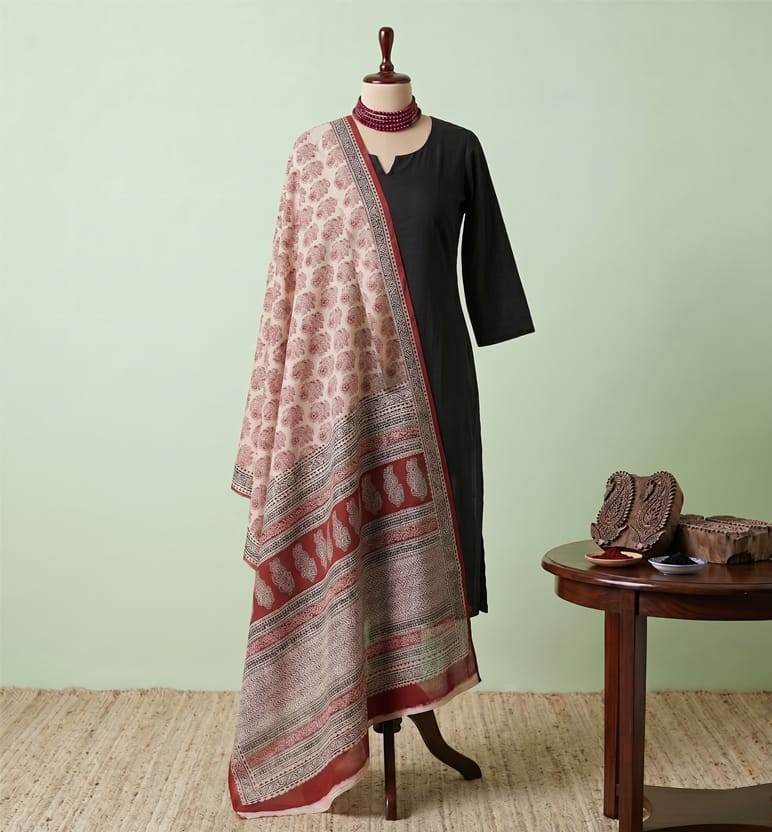 Hand Block Printed Cotton Dupatta