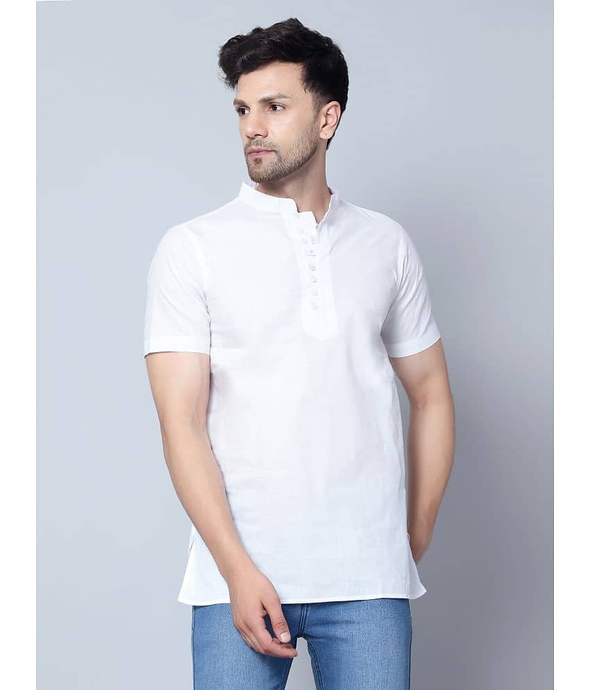 Latest Chikan Cotton Blend Regular Fit Solids Half Sleeves Men's Casual Shirt - White ( Pack of 1 )