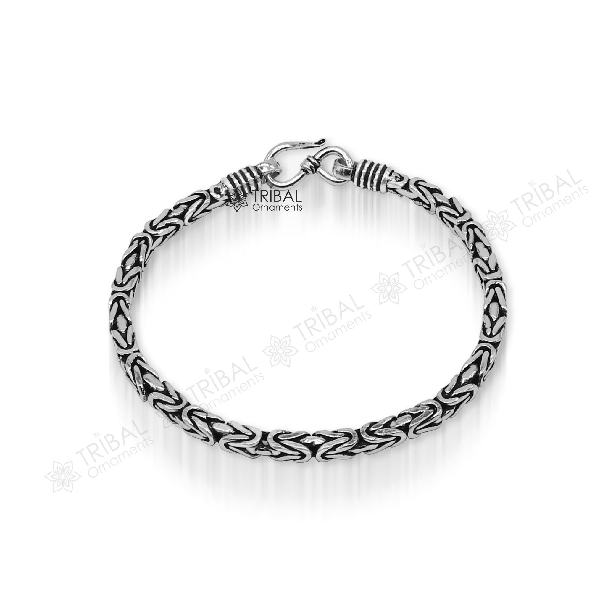 4mm 8"/9" Unique byzantine vintage design 925 Sterling silver handmade chain bracelet flexible bracelet unisex jewelry from india  sbr428-9