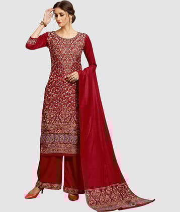 SAFAA Unstitched Woollen Self Design Dress Material - Maroon ( Pack of 1 )