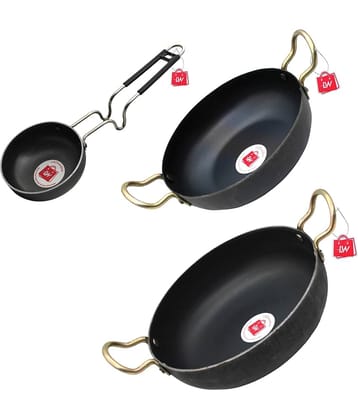 LAZYWINDOW Black Iron No Coating Cookware Sets ( Set of 3 )