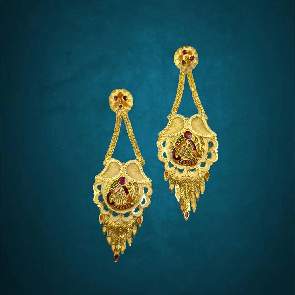 Gold-Plated Meenakari Drop Earrings β Traditional Indian Ethnic Jewelry