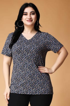 Blue Pebble Printed T-shirt-L / Blue