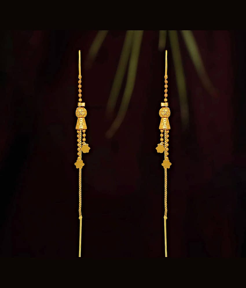 LUV FASHION Golden Ear Chain Earrings ( Pack of 1 )