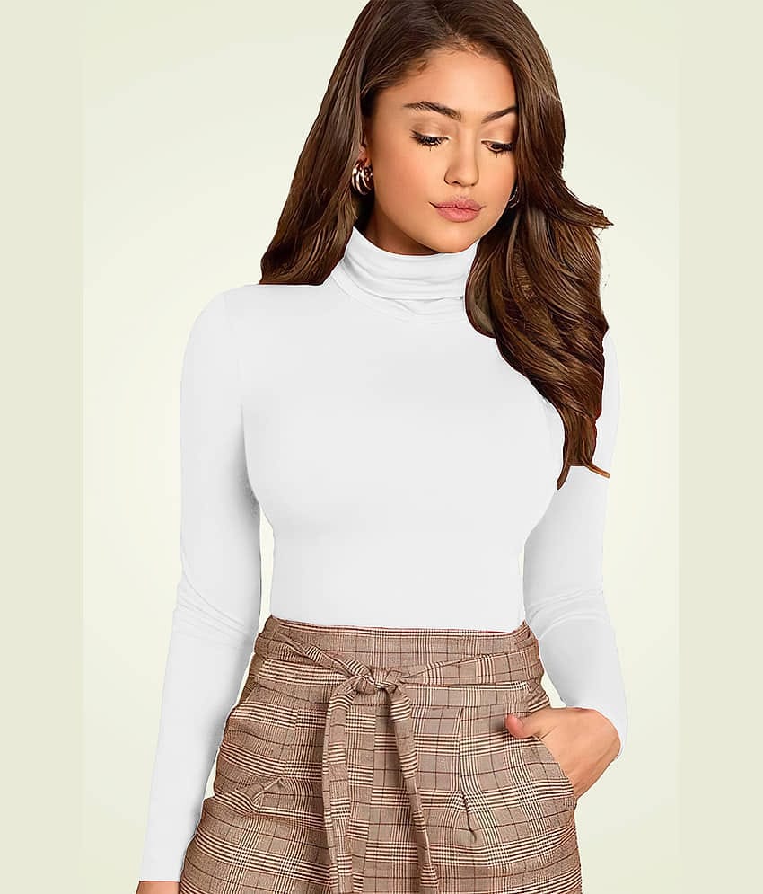 GESPO Women Cotton Solid Regular Fit Round Neck T-Shirt ( White )