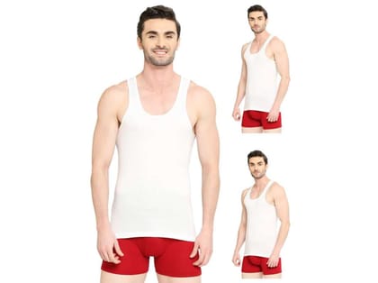 VIP Supreme Men's 100% Cotton White Vest, Moisture Absorbent Inner wear for Men - Pack of 3 - 4XL