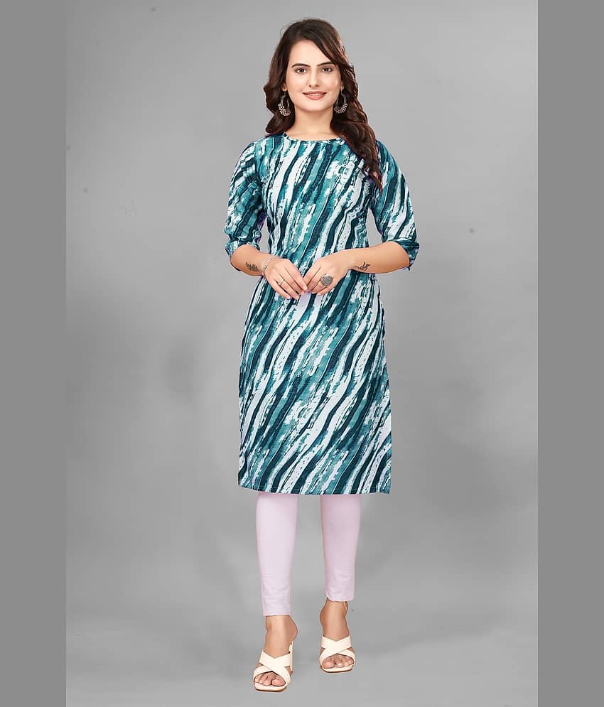 vachhraj group Crepe Printed Straight Women's Kurti - Navy Blue ( Pack of 1 )
