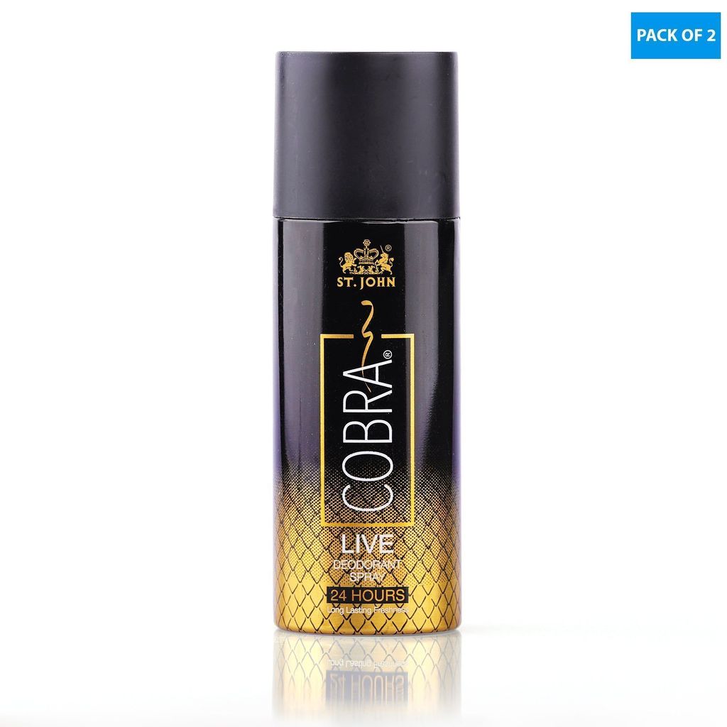 ST.JOHN Cobra Deodorant Live Long Lasting Perfumed Body Spray | Long Lasting Deodorant Spray For Men & Women - 150 ML (Pack Of 2)