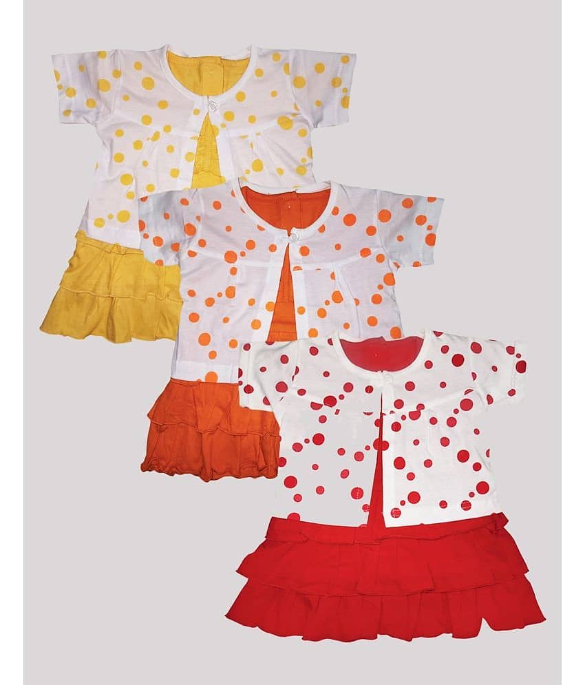 INFANT Pack of 3 Baby Girls Cotton Frock ( Multicolor )