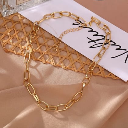 Gold Plated Paperclip Chain Necklace for Women