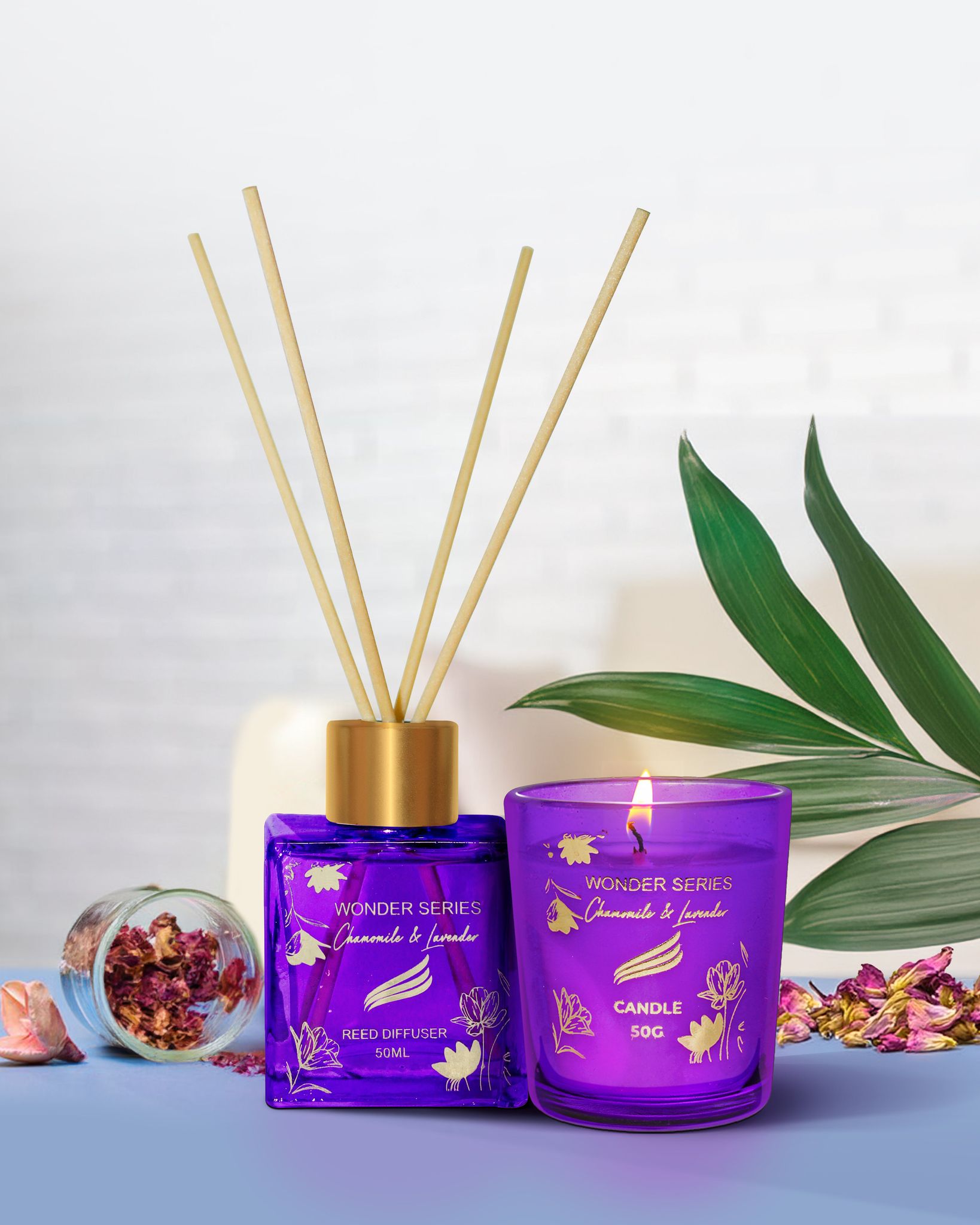 Wonder Series - Chamomile & Lavender (Special Combo) Reed Diffuser (50ml) & Scented Candle (50g)