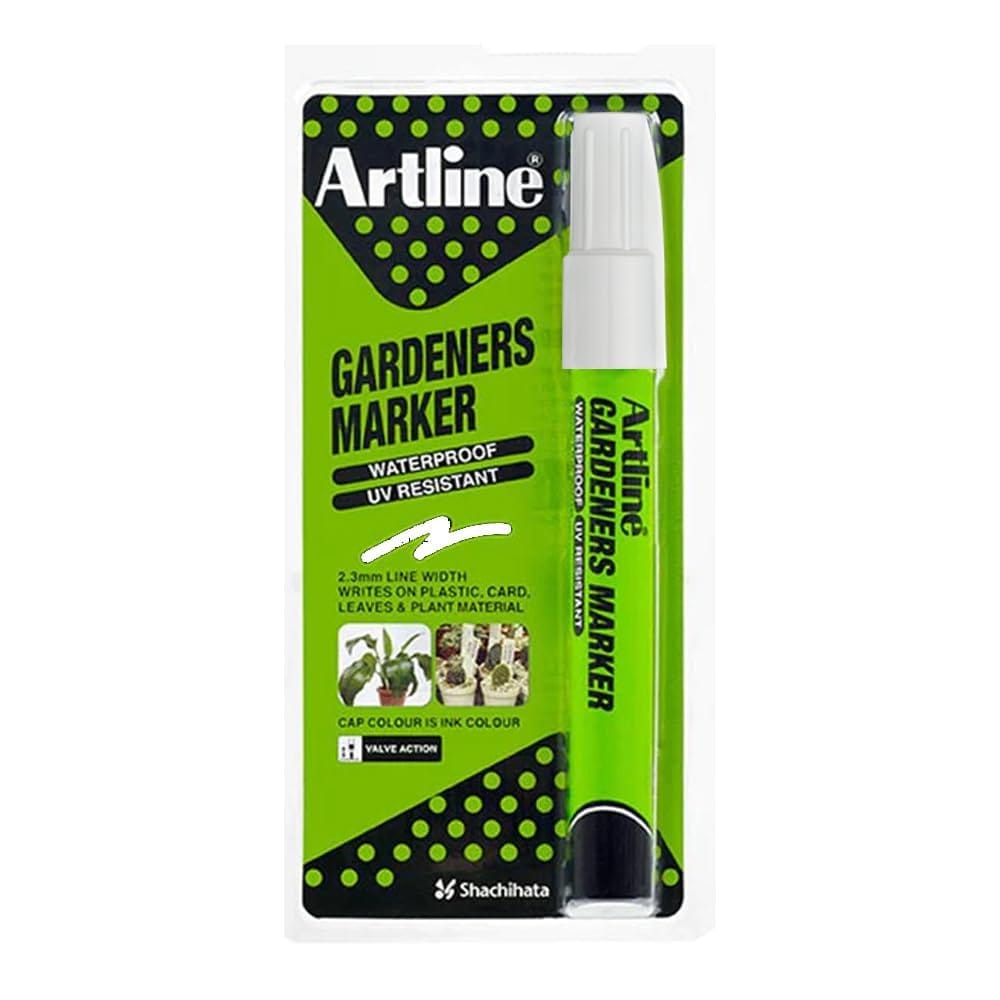 Artline Gardeners Marker Pack of 12 (White Colour) | Writes on Plastic, Card, Leaves, and Plants | Permanent Marking