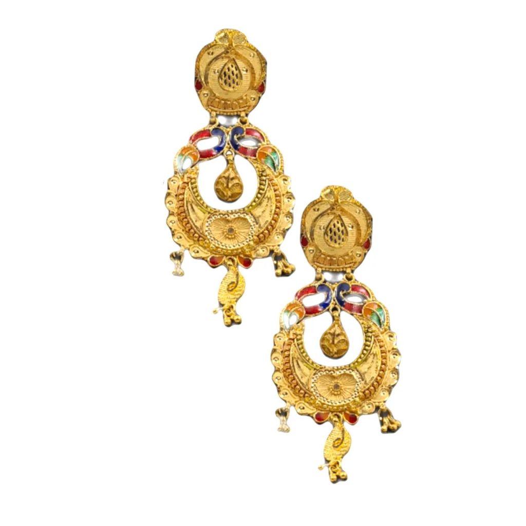 Elegant Gold-Plated Meenakari Earrings – Traditional Gift for Women
