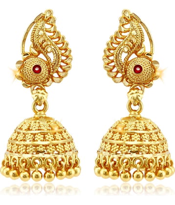 Vighnaharta - Golden Jhumki Earrings ( Pack of 1 )