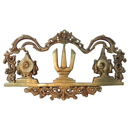 Brass Showpiece Shankh Chakra Namah God Idol Statue, Height : 11 Inch (BSMAS1800 D)