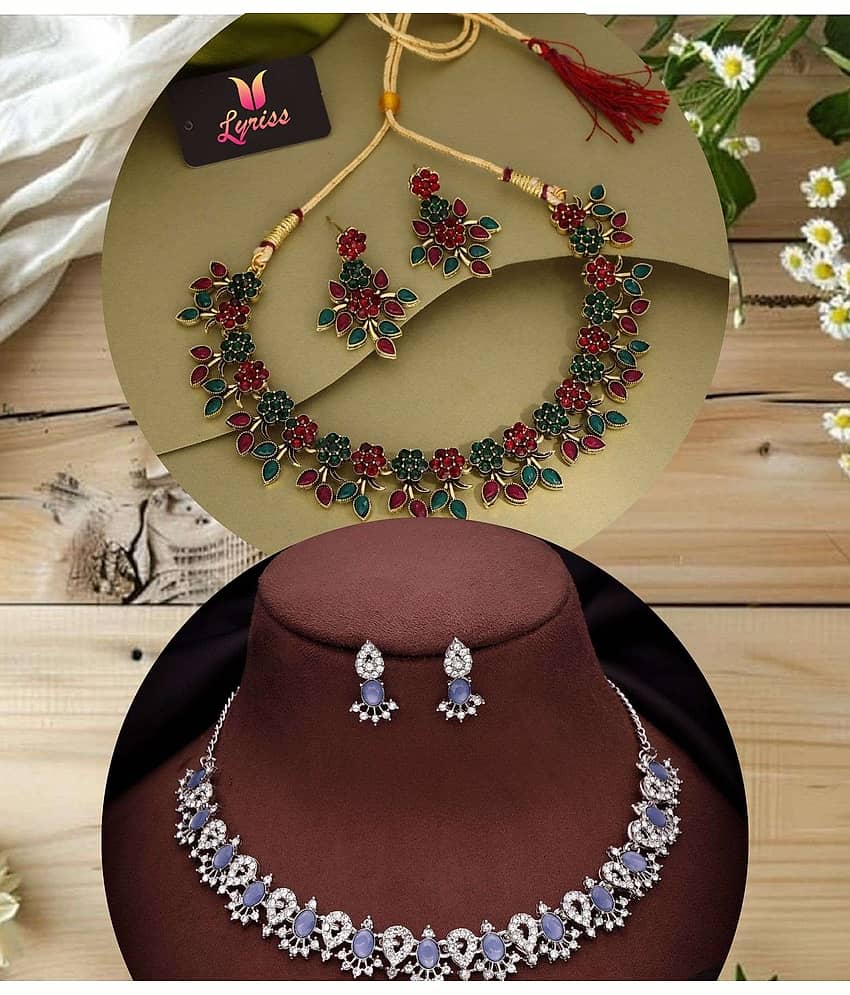 Lyriss Multicolor Brass Necklace Set ( Pack of 2 )